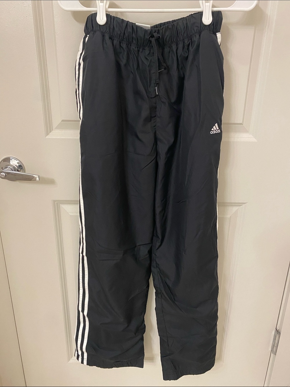 adidas Black Track Pants with White Side Stripes